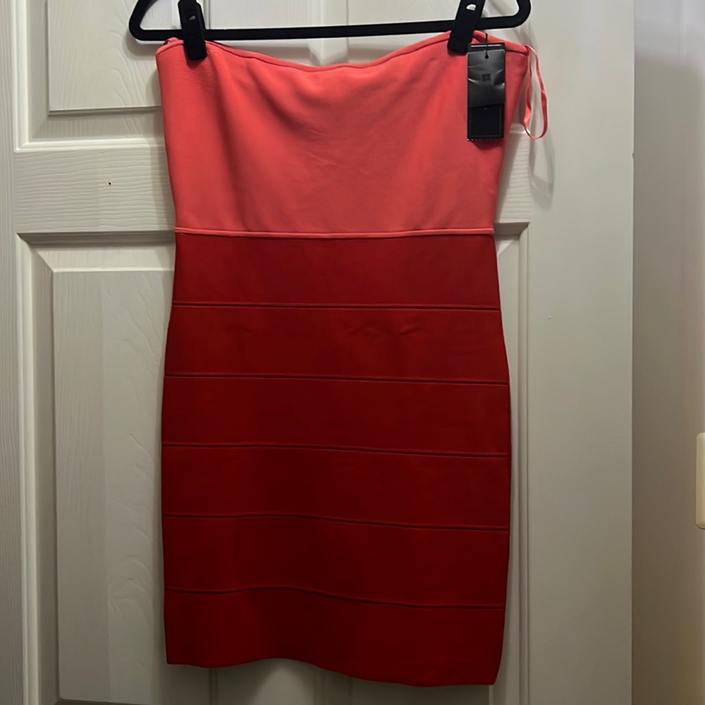 BCBG Coral Strapless Alyona Dress
